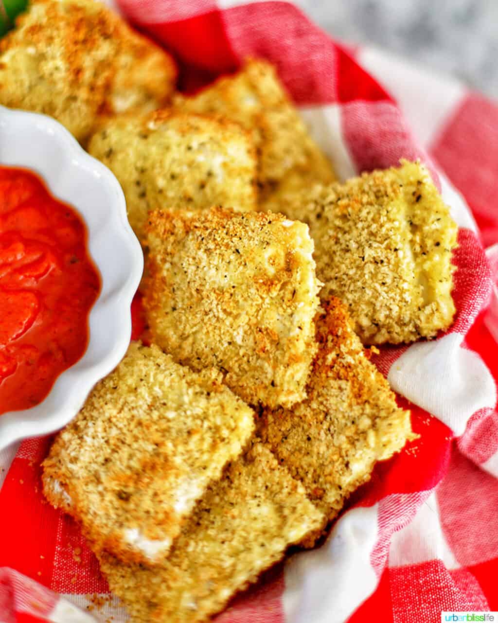 Air Fryer Ravioli with dipping sauce