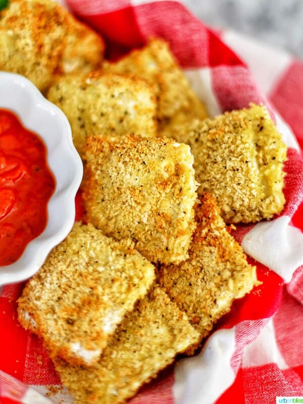 Air Fryer Ravioli with dipping sauce
