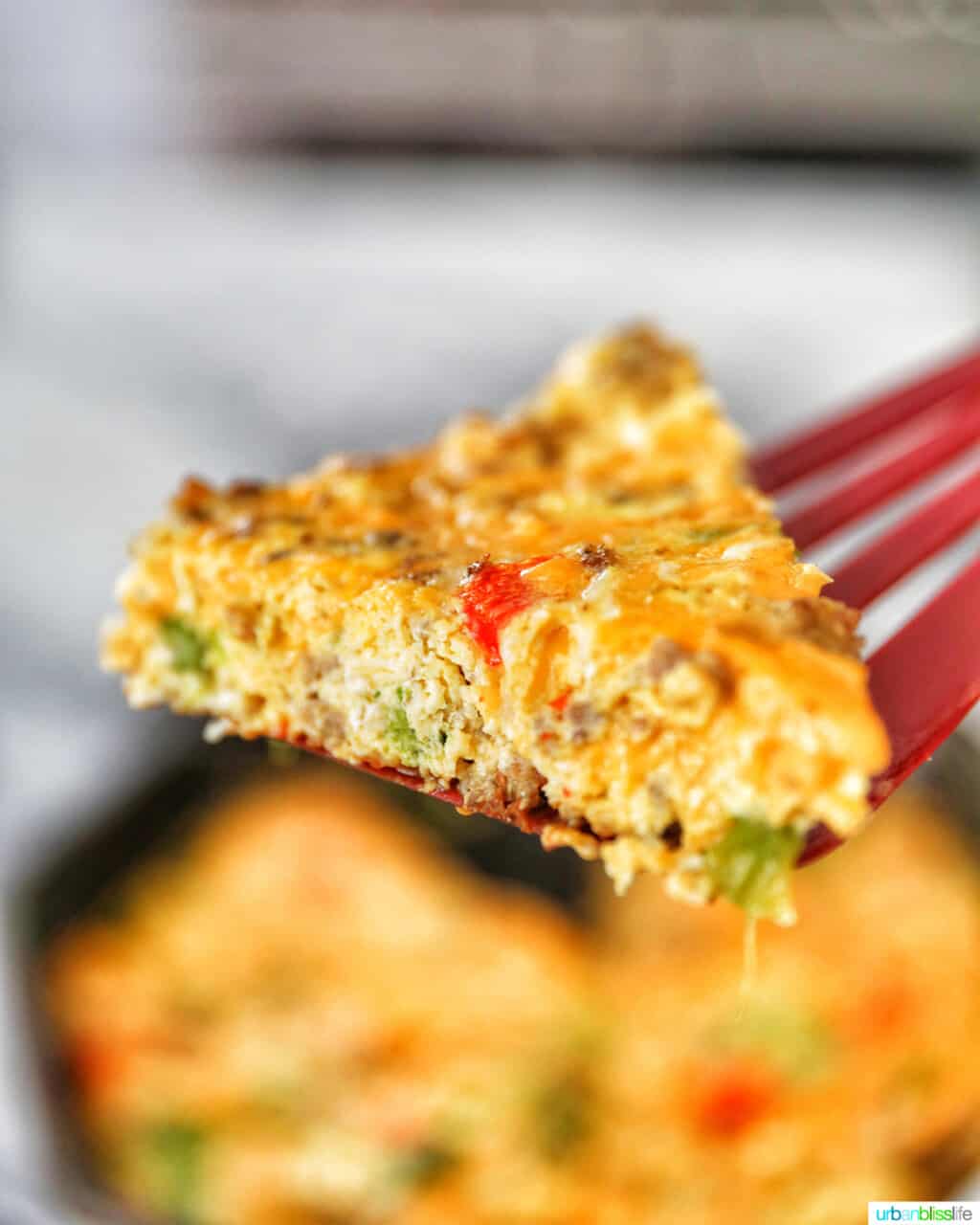 slice of sausage frittata