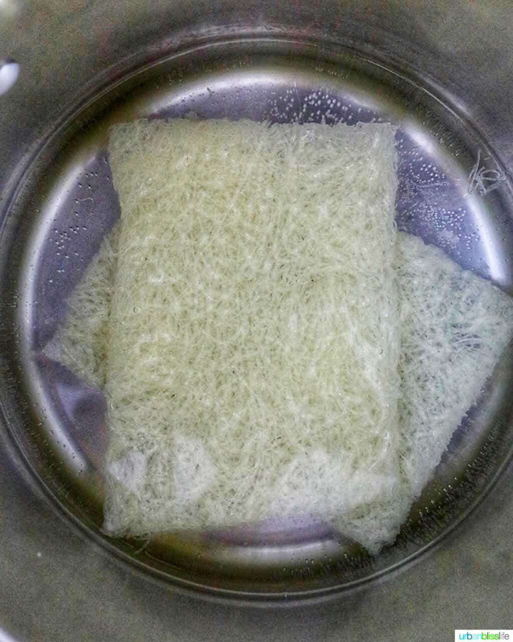 soaking rice noodles