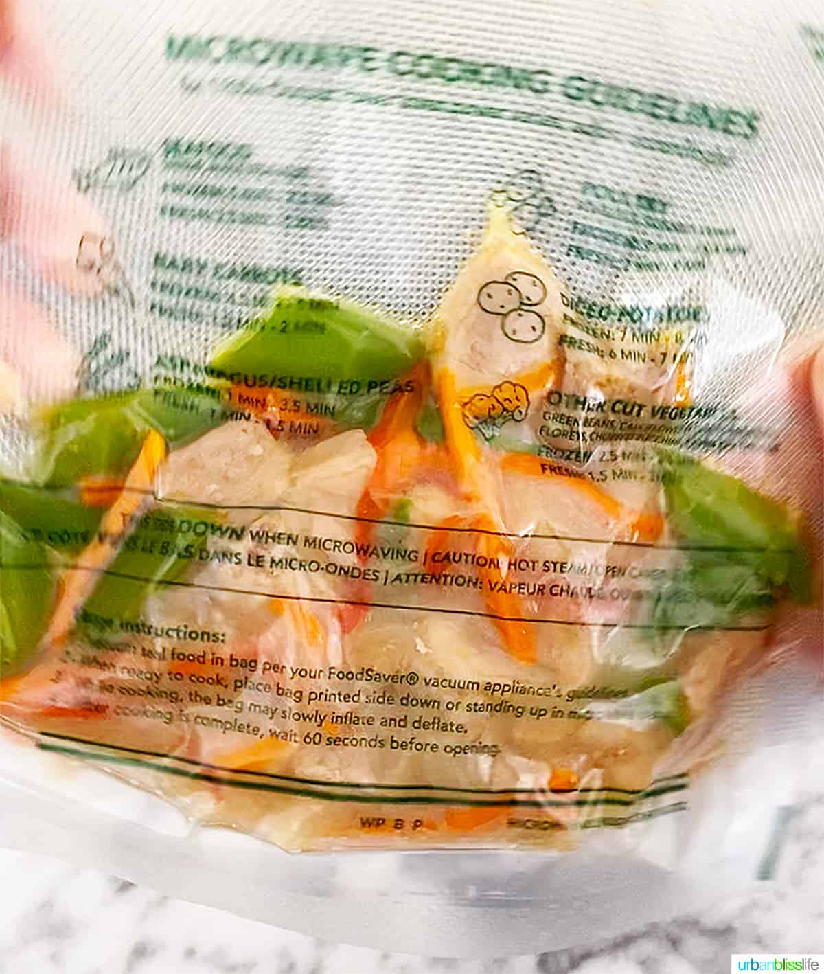 Pancit Bihon sealed in FoodSaver Microwavable Meal Prep Bag.