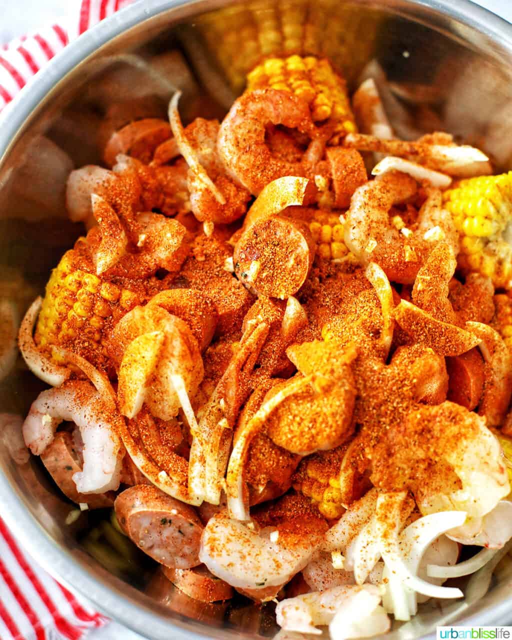seasoned ingredients for low country seafood boil