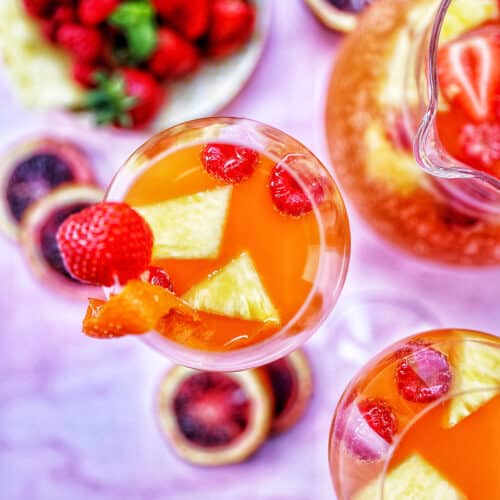 glasses of tropical sangria and fruit