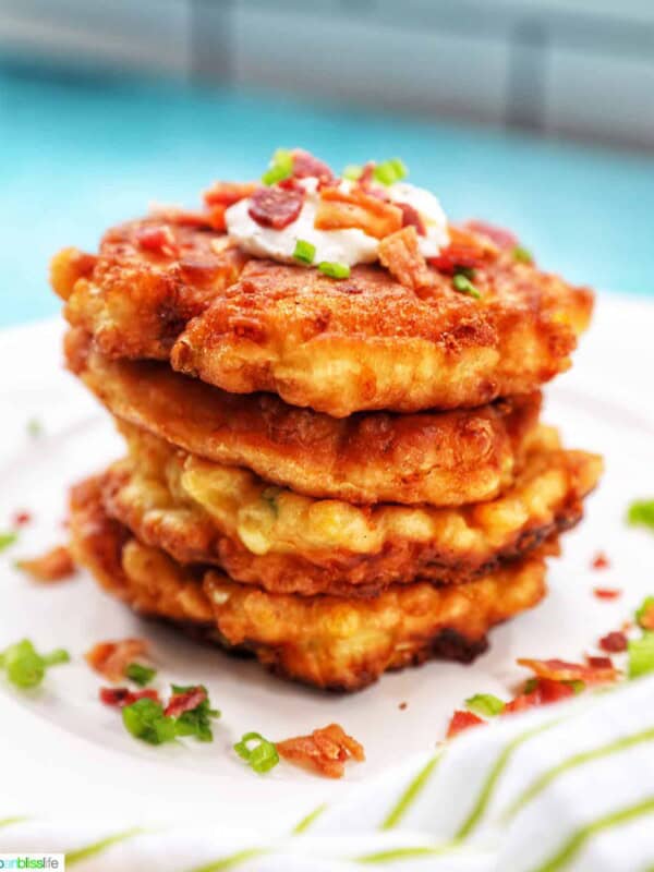 stack of corn fritters