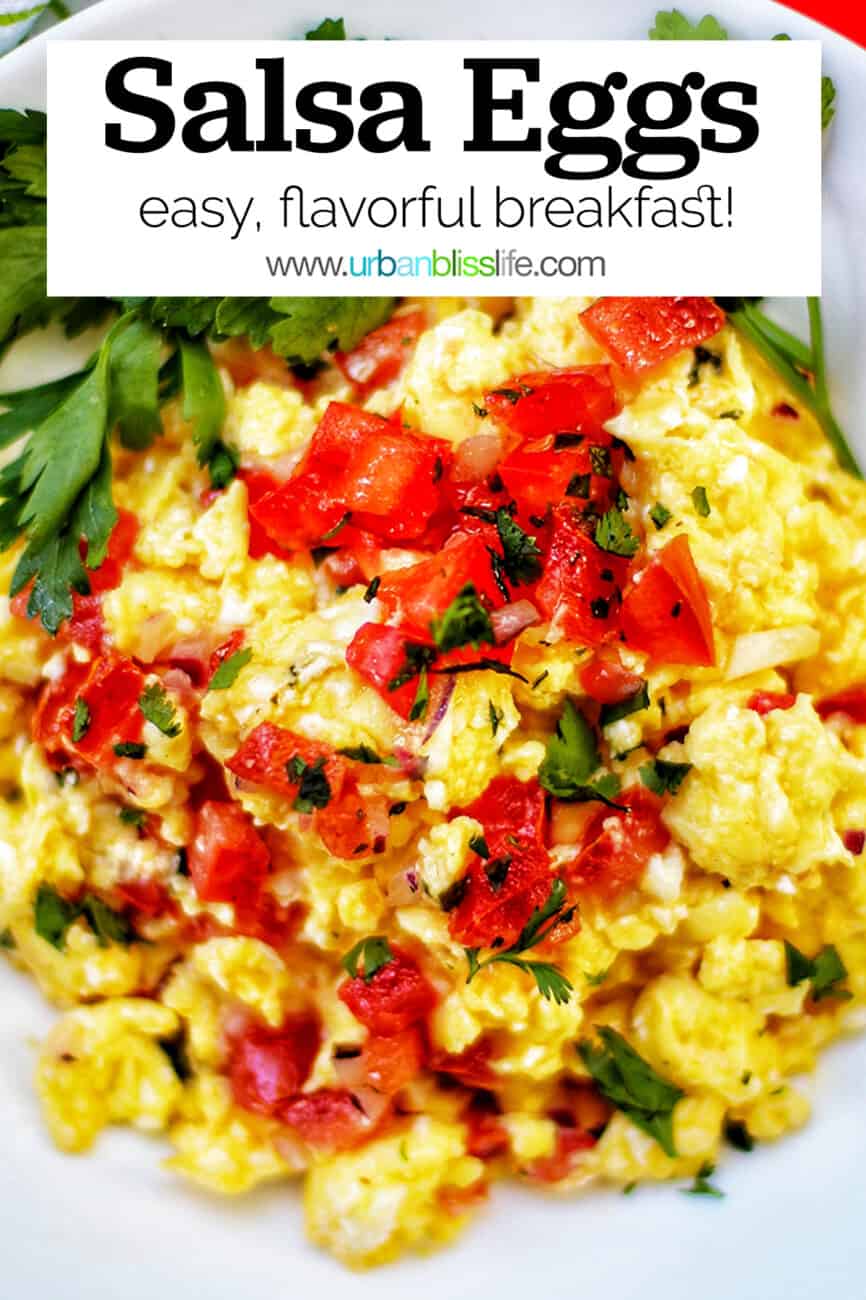 eggs with salsa and text overlay