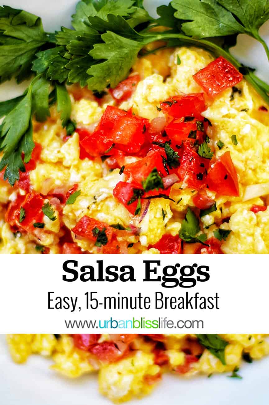 eggs with salsa and text overlay