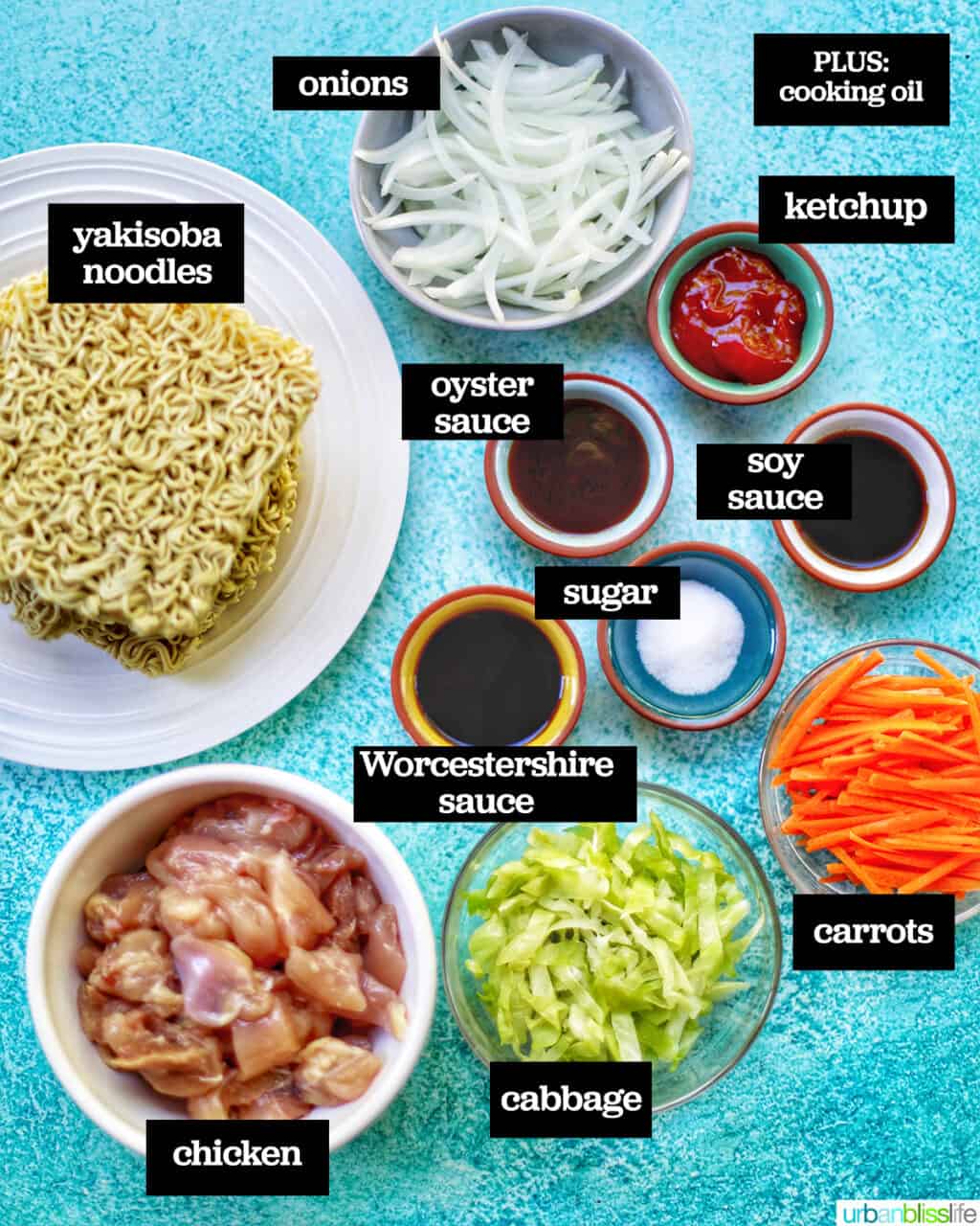 ingredients for chicken yakisoba recipe