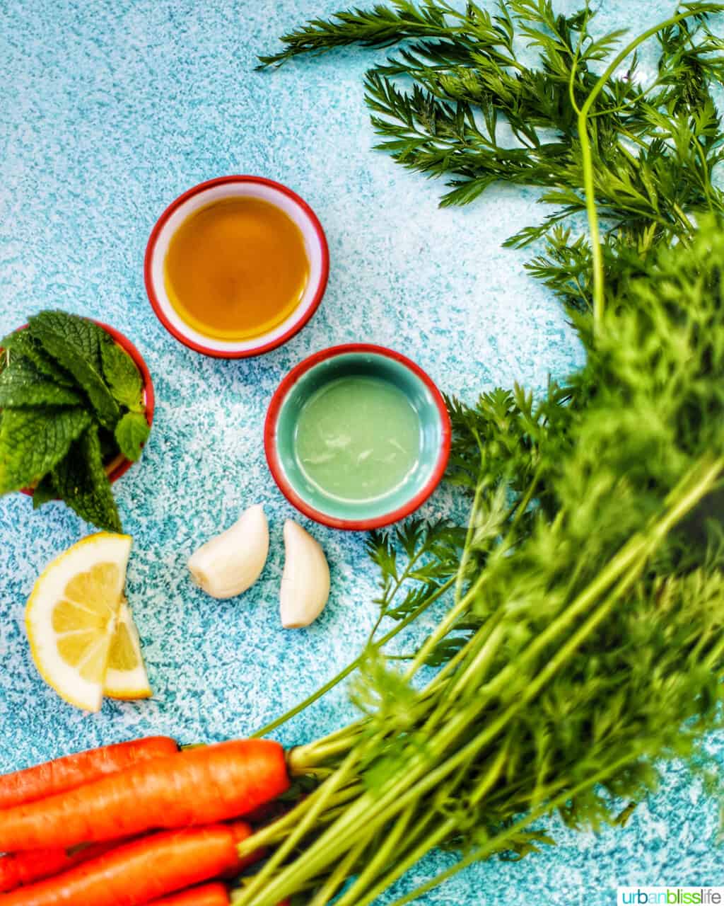 ingredients for carrot top pesto