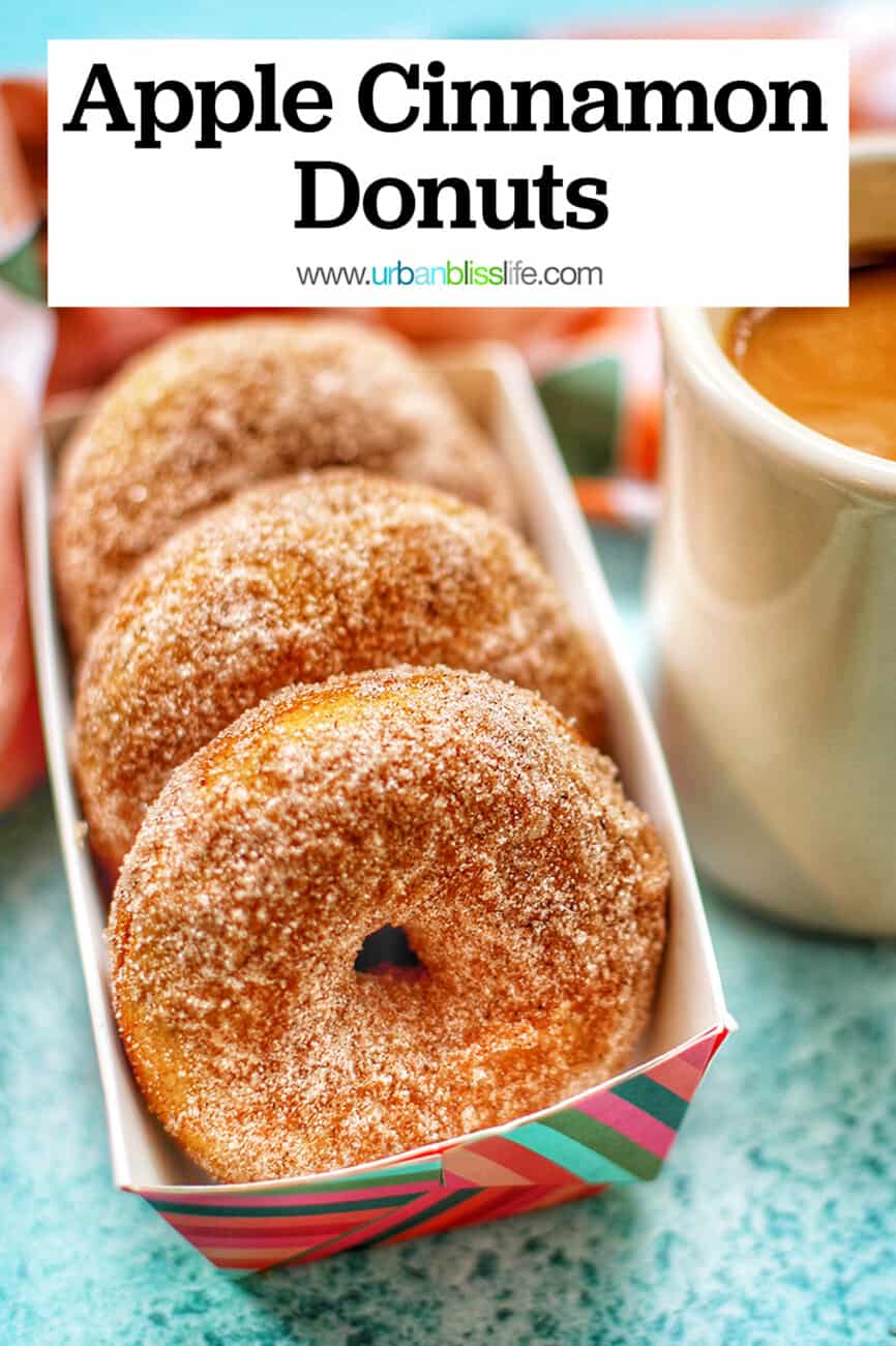 Baked Apple Cinnamon Donuts with text overlay for Pinterest