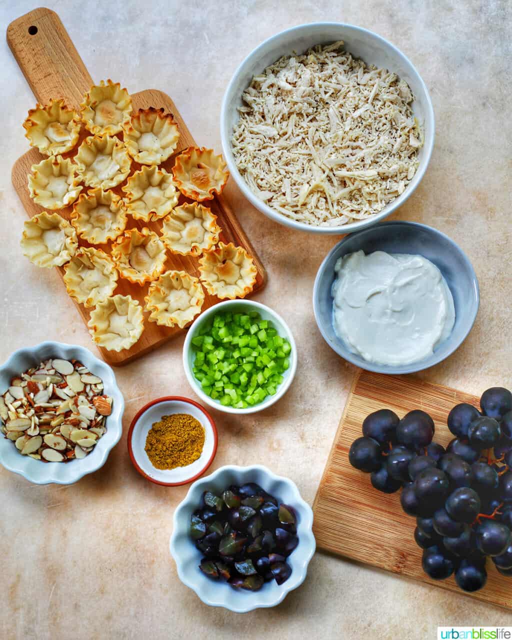 ingredients to make curry chicken salad with grapes