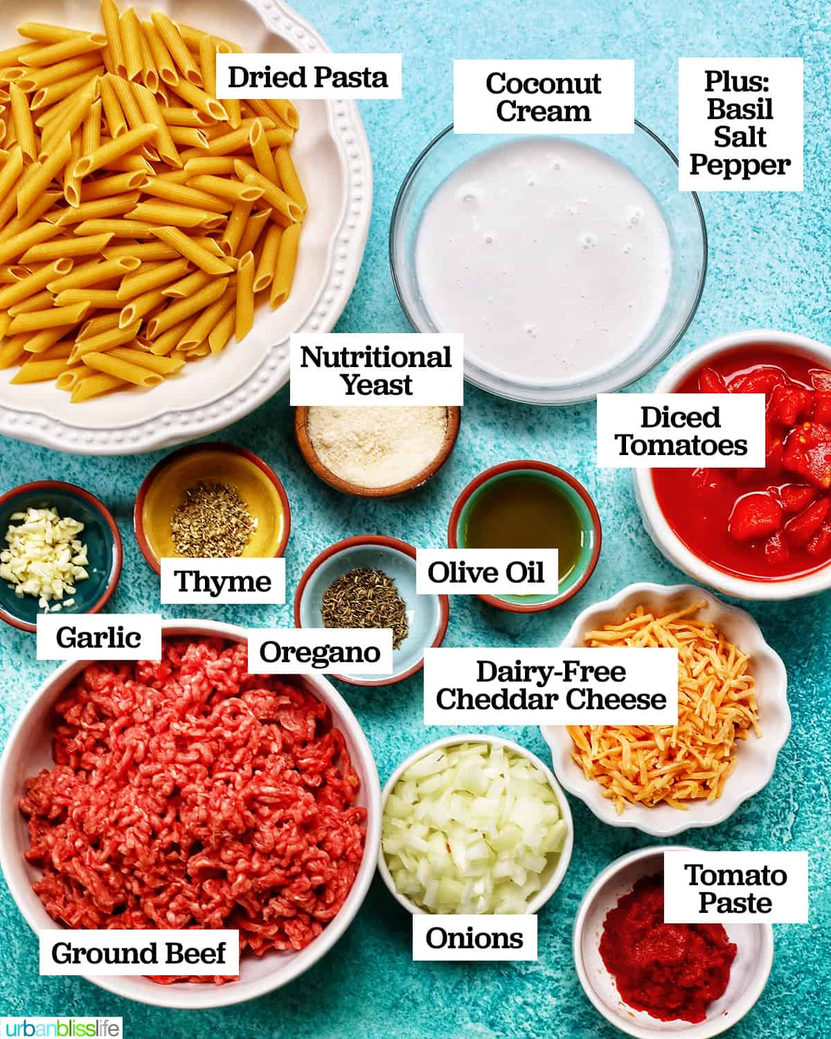 ingredients to make creamy ground beef pasta