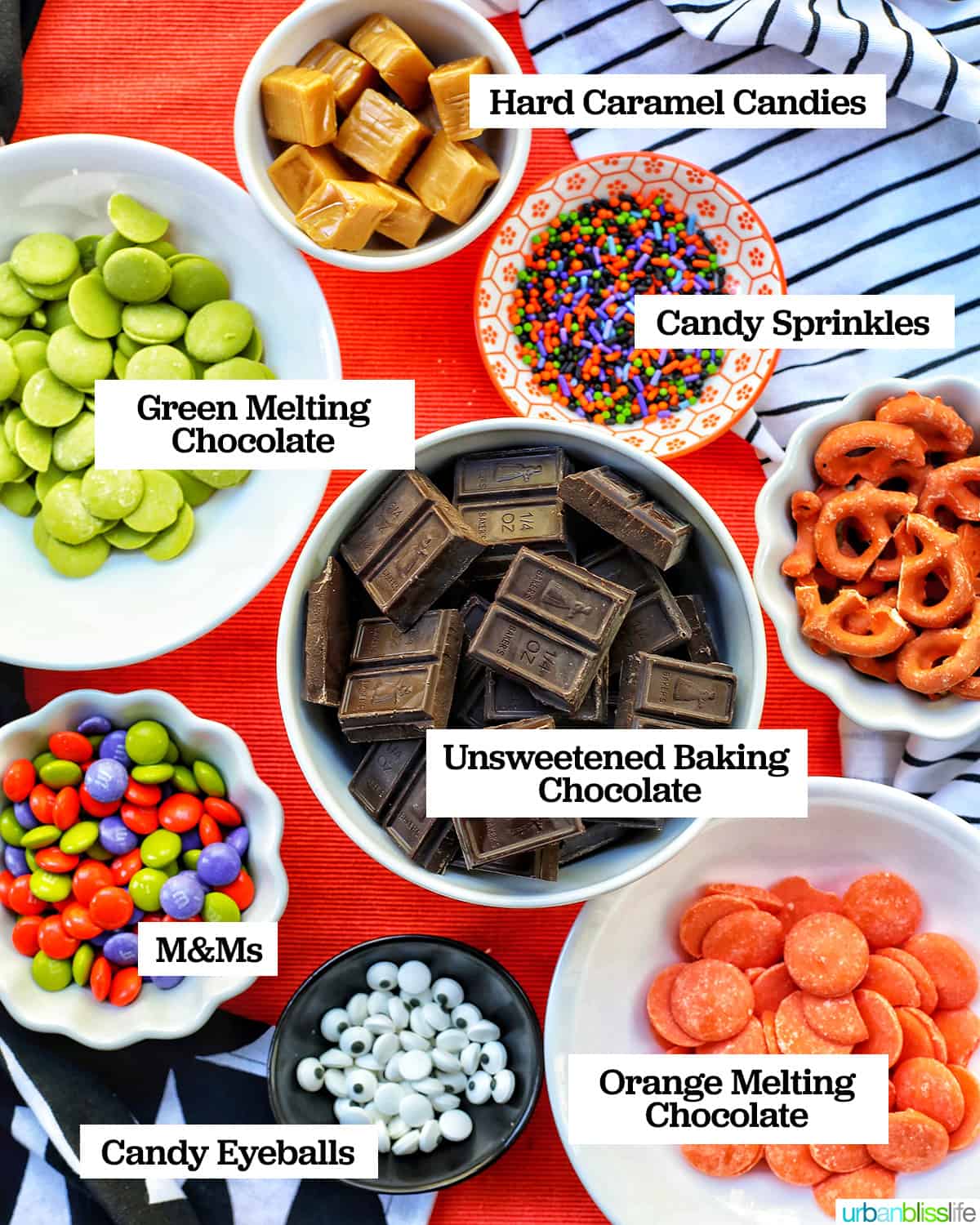 ingredients to make Monster Halloween Bark.