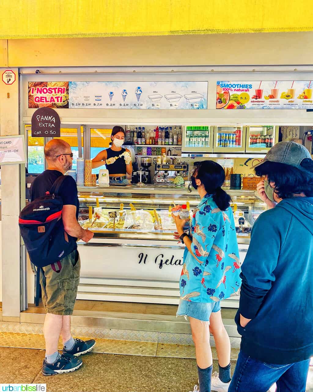 getting gelato in Lugano Switzerland