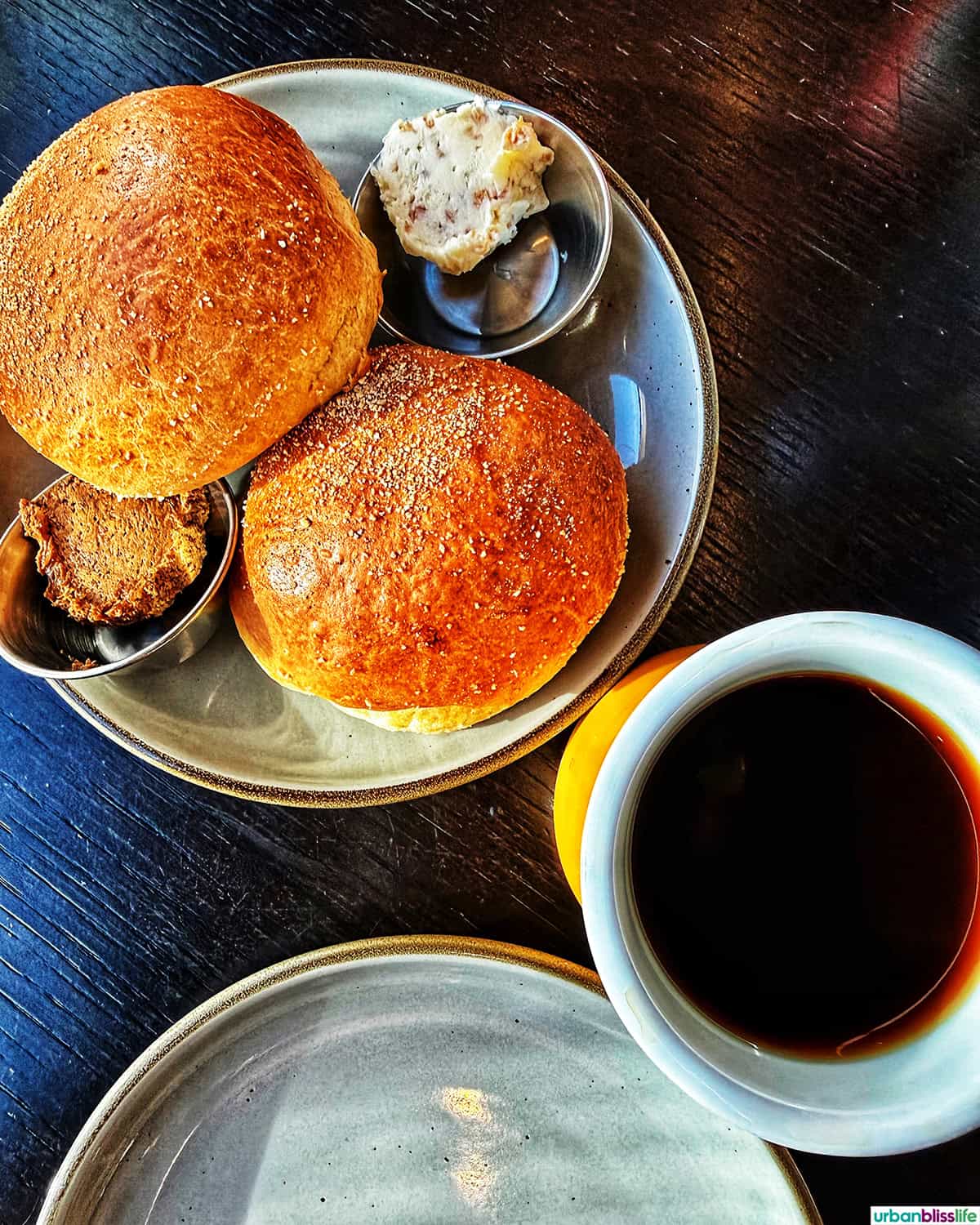 pandesal and coffee at Pamana Filipino restaurant in Portland, Oregon