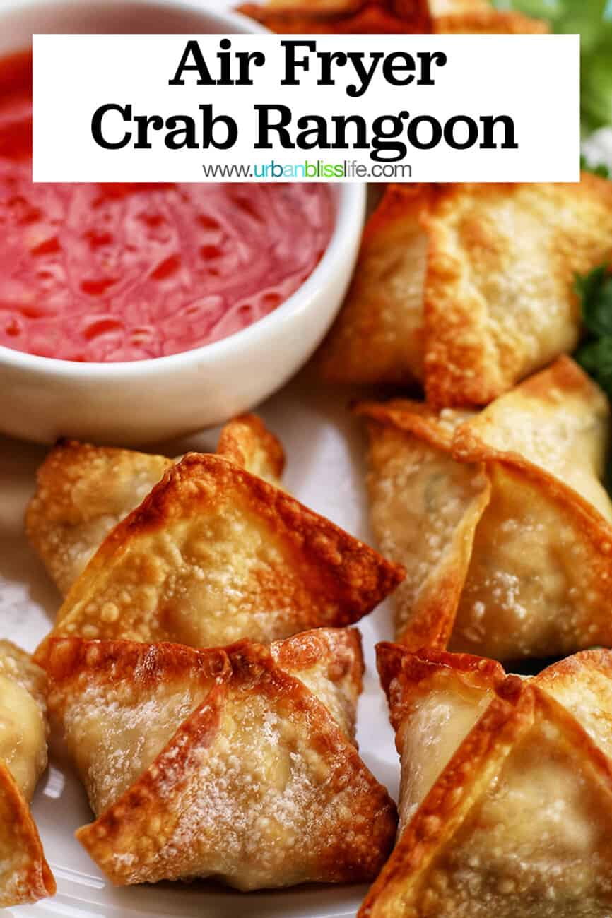air fryer crab rangoons with text overlay