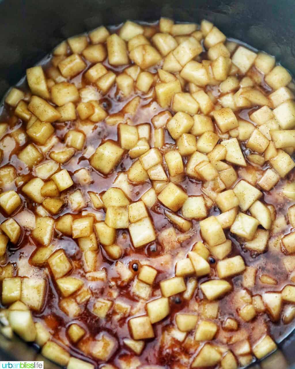 apple cinnamon cooking in pot