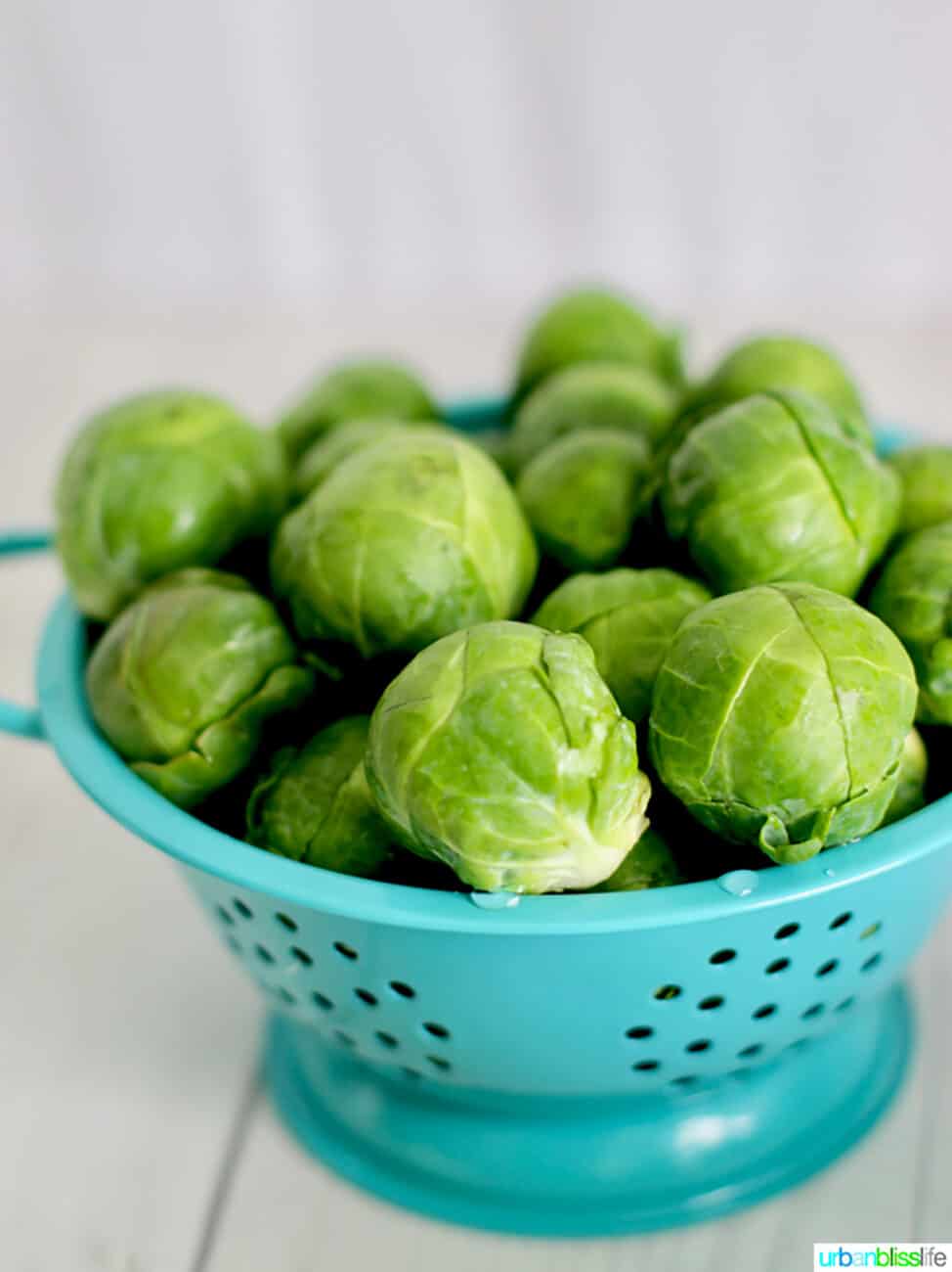 brussels sprouts in colander