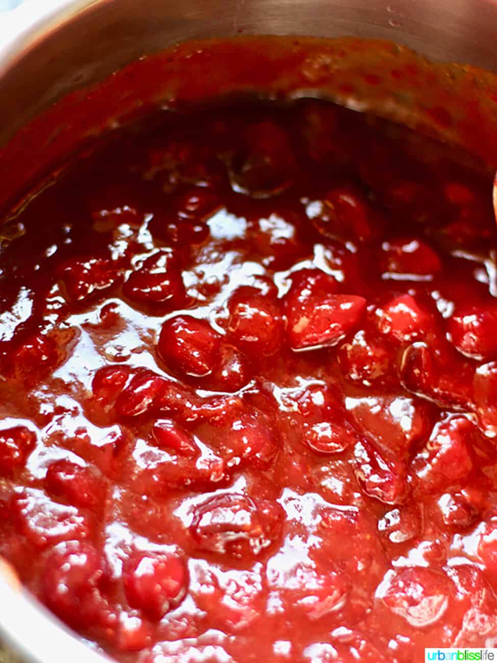homemade cranberry sauce in a pot
