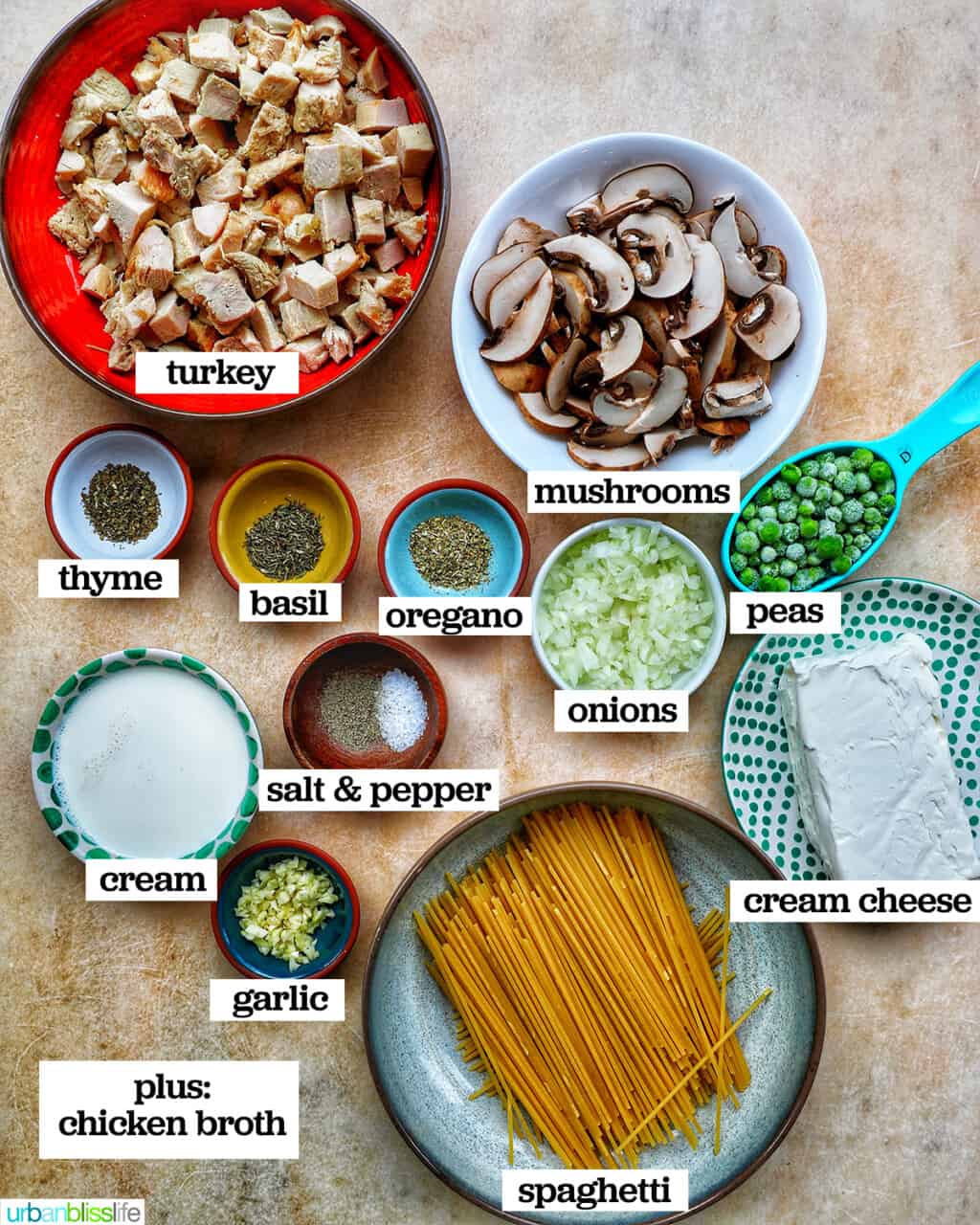 ingredients to make crockpot Turkey Tetrazzini