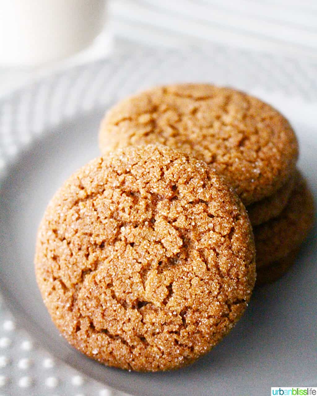 chewy molasses cookies in a stack