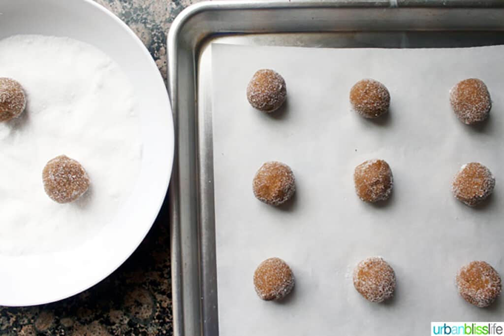 dough balls for ginger molasses cookies
