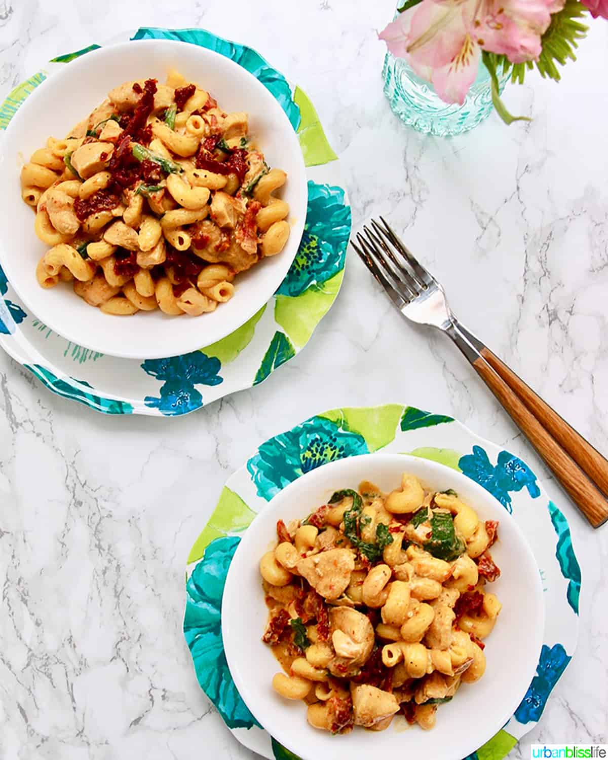 two bowls of Dairy-Free Instant Pot Tuscan Chicken Pasta
