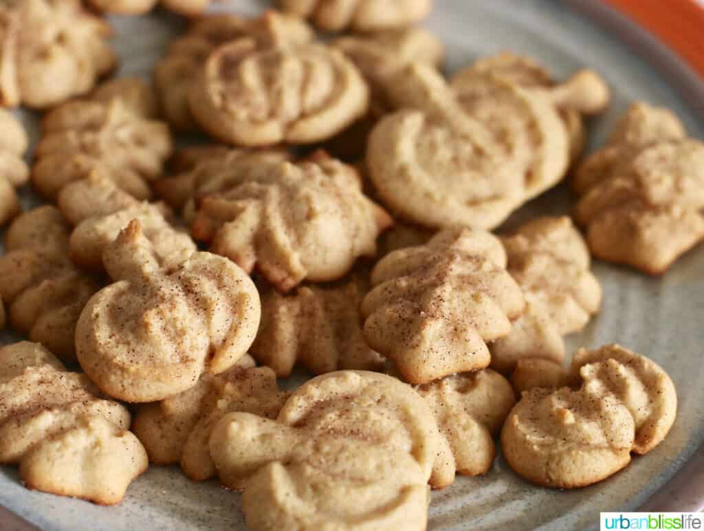Spritz Cookies with Maple Cinnamon Sugar recipe on UrbanBlissLife.com