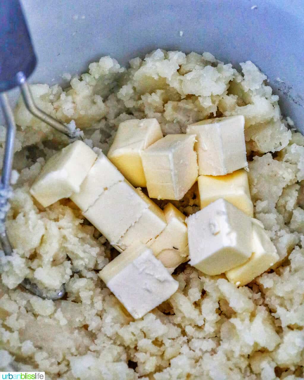 butter added to garlic mashed potatoes