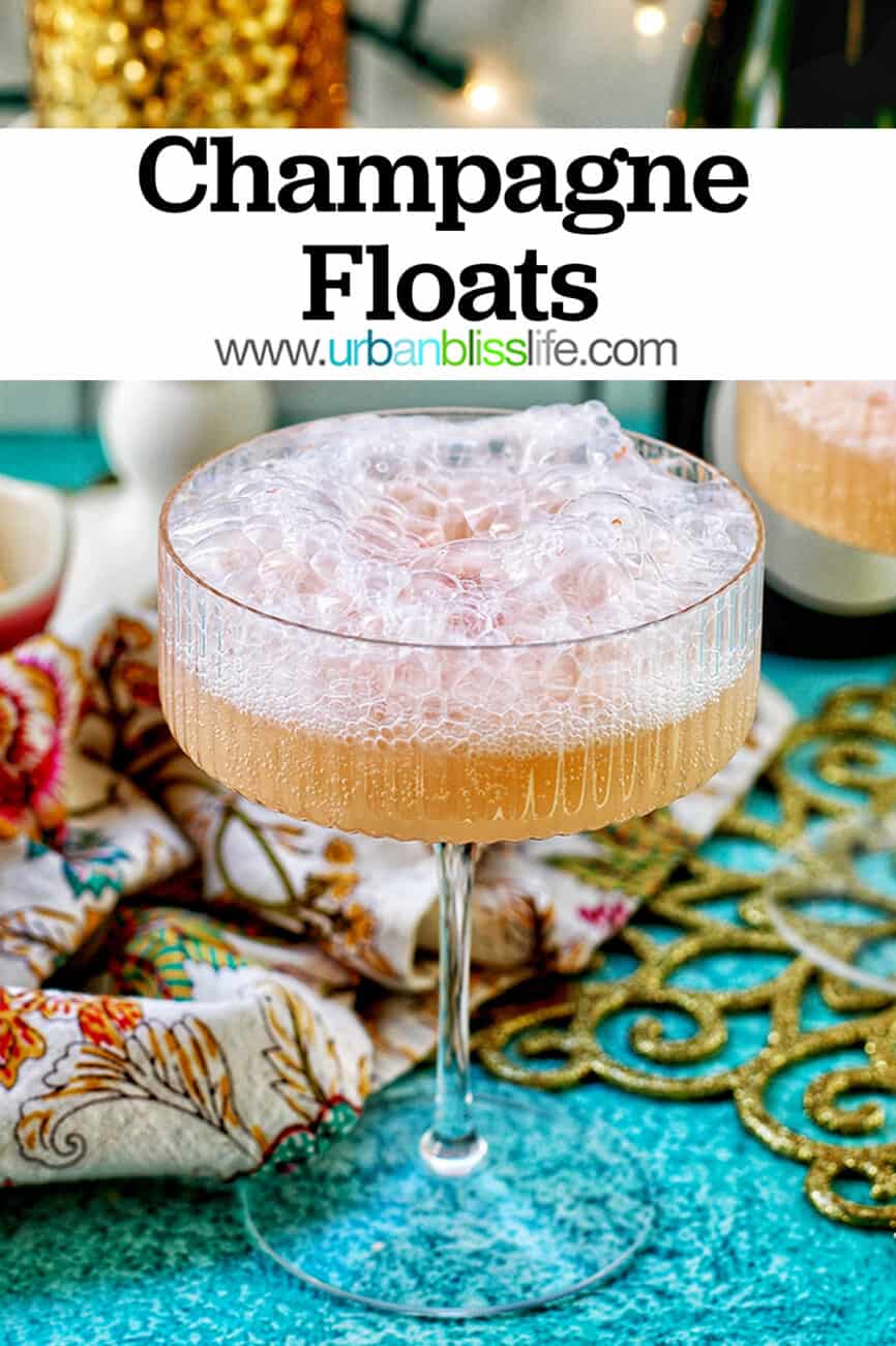 champagne sherbet floats with text overlay