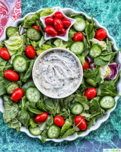 Christmas Salad Wreath with dairy-free spinach dip