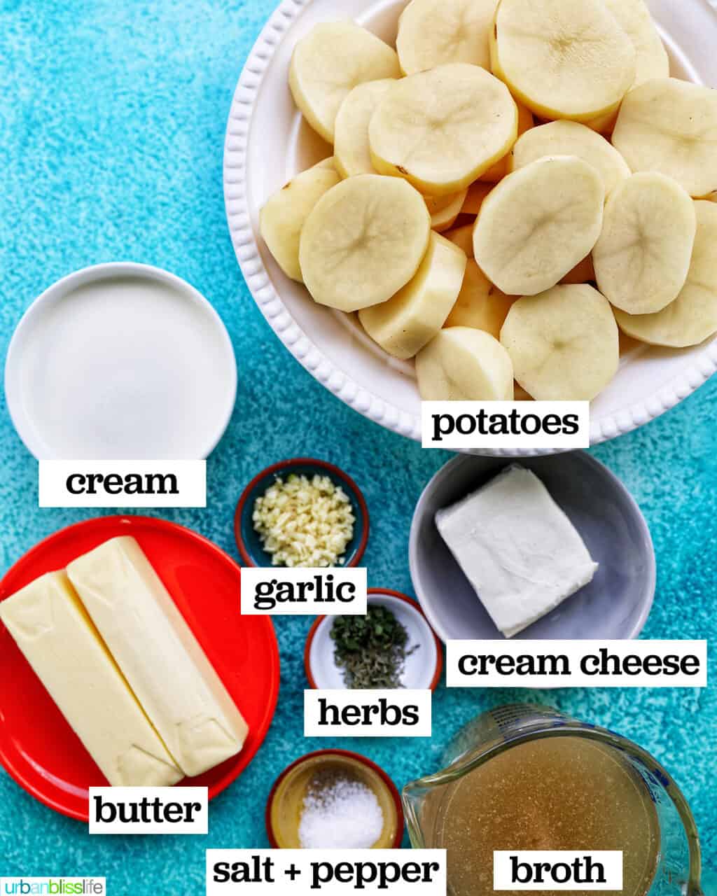 ingredients to make Instant Pot Garlic Mashed Potatoes