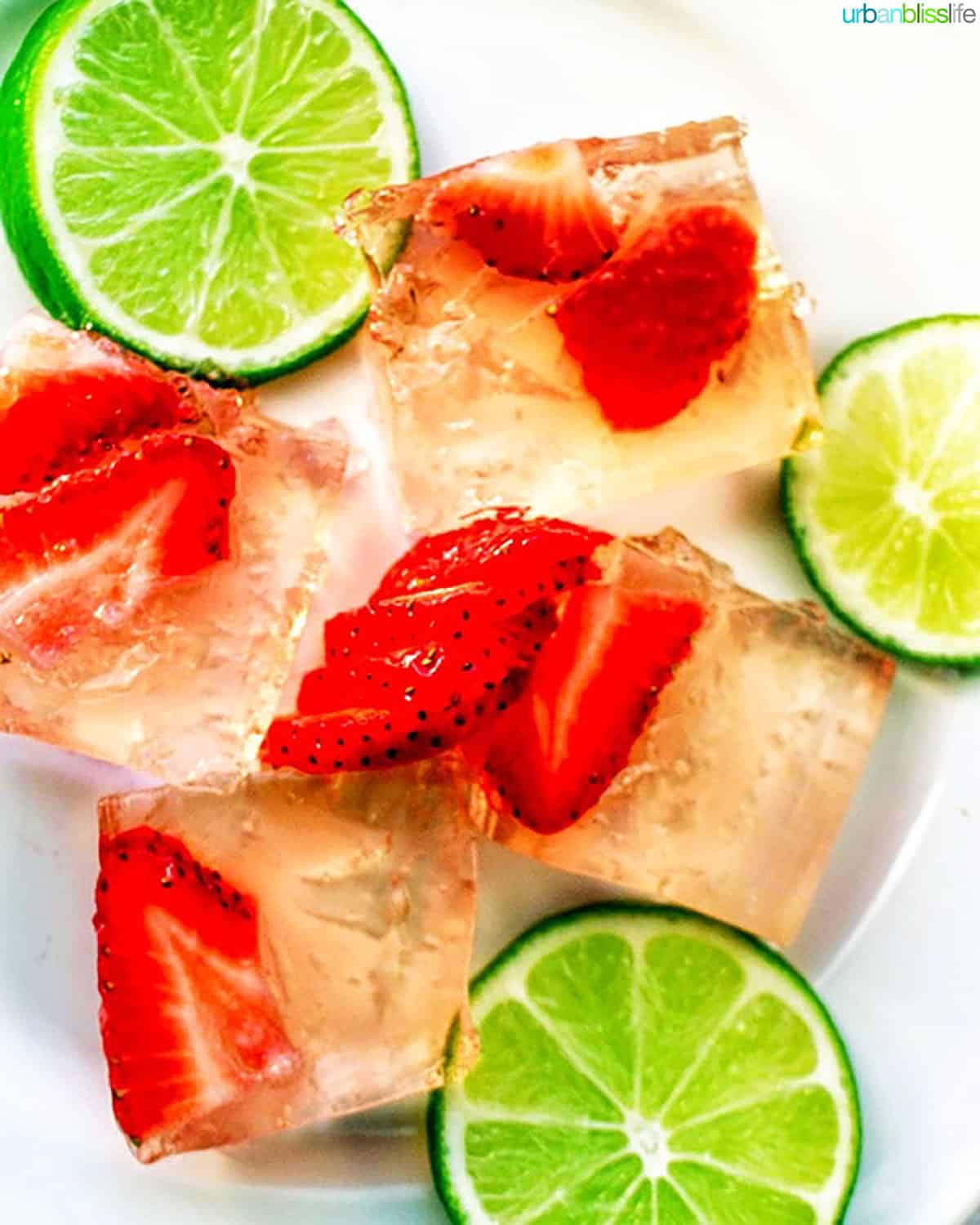 Strawberry Jello Shots with lime