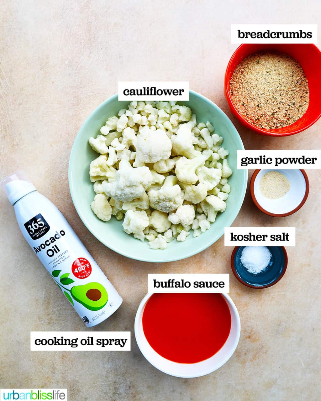 ingredients to make Air Fryer Buffalo Cauliflower