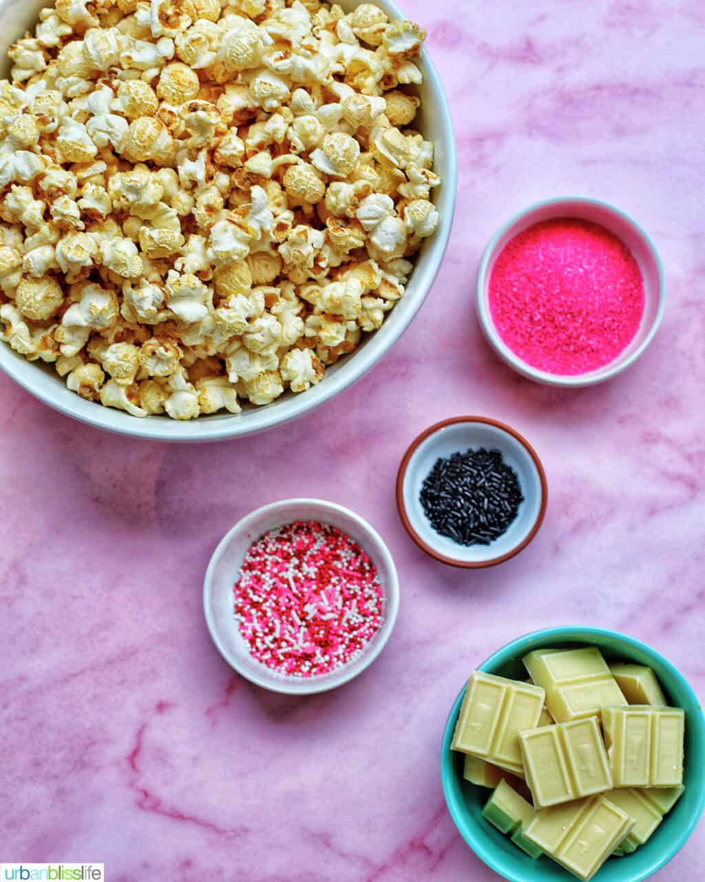 ingredients to make Valentine's Day Popcorn