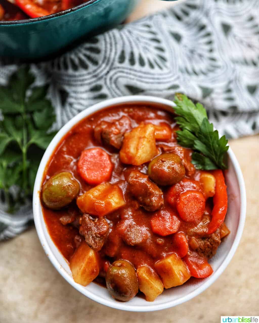 single bowl of beef caldereta