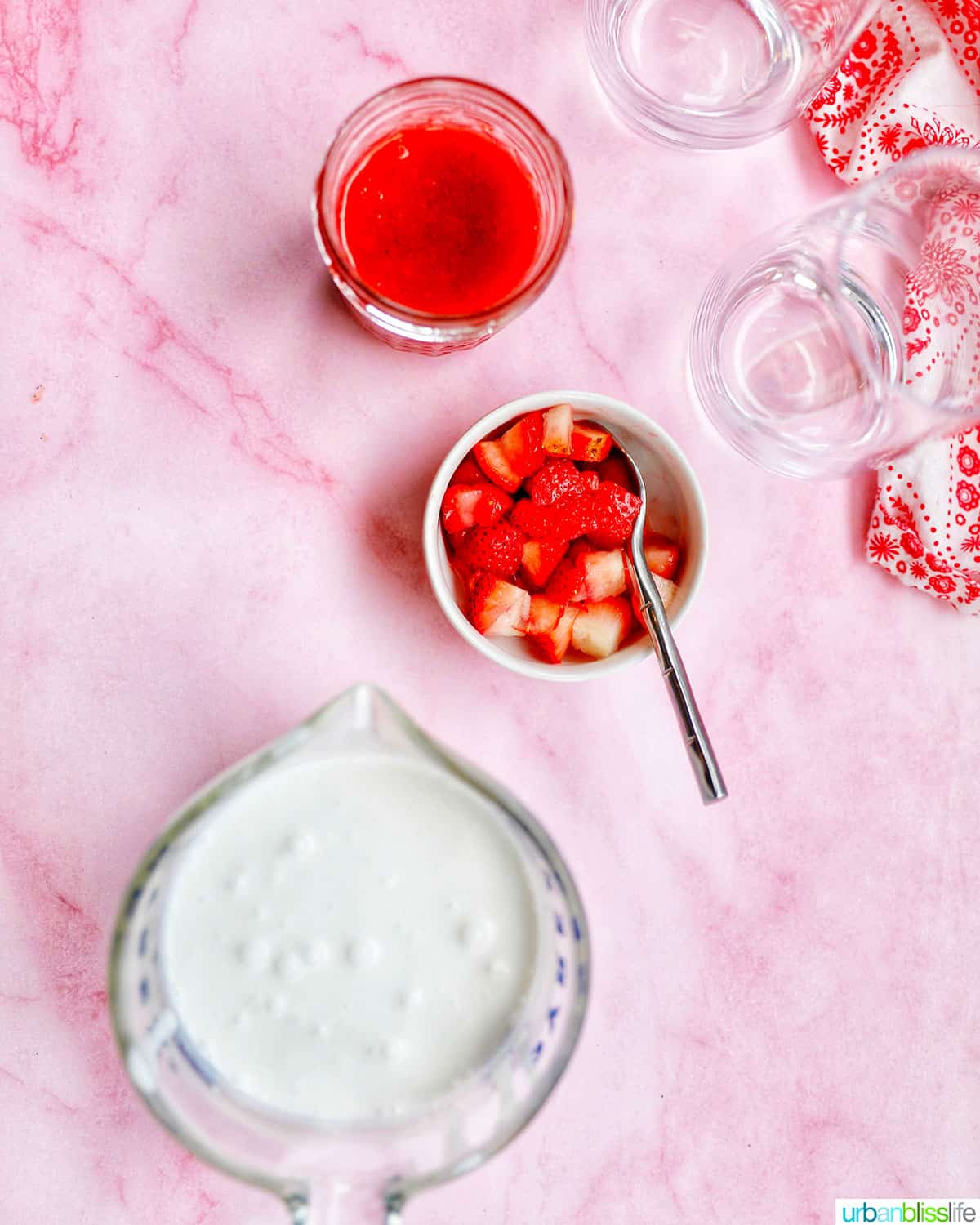 ingredients to make Korean Strawberry Milk