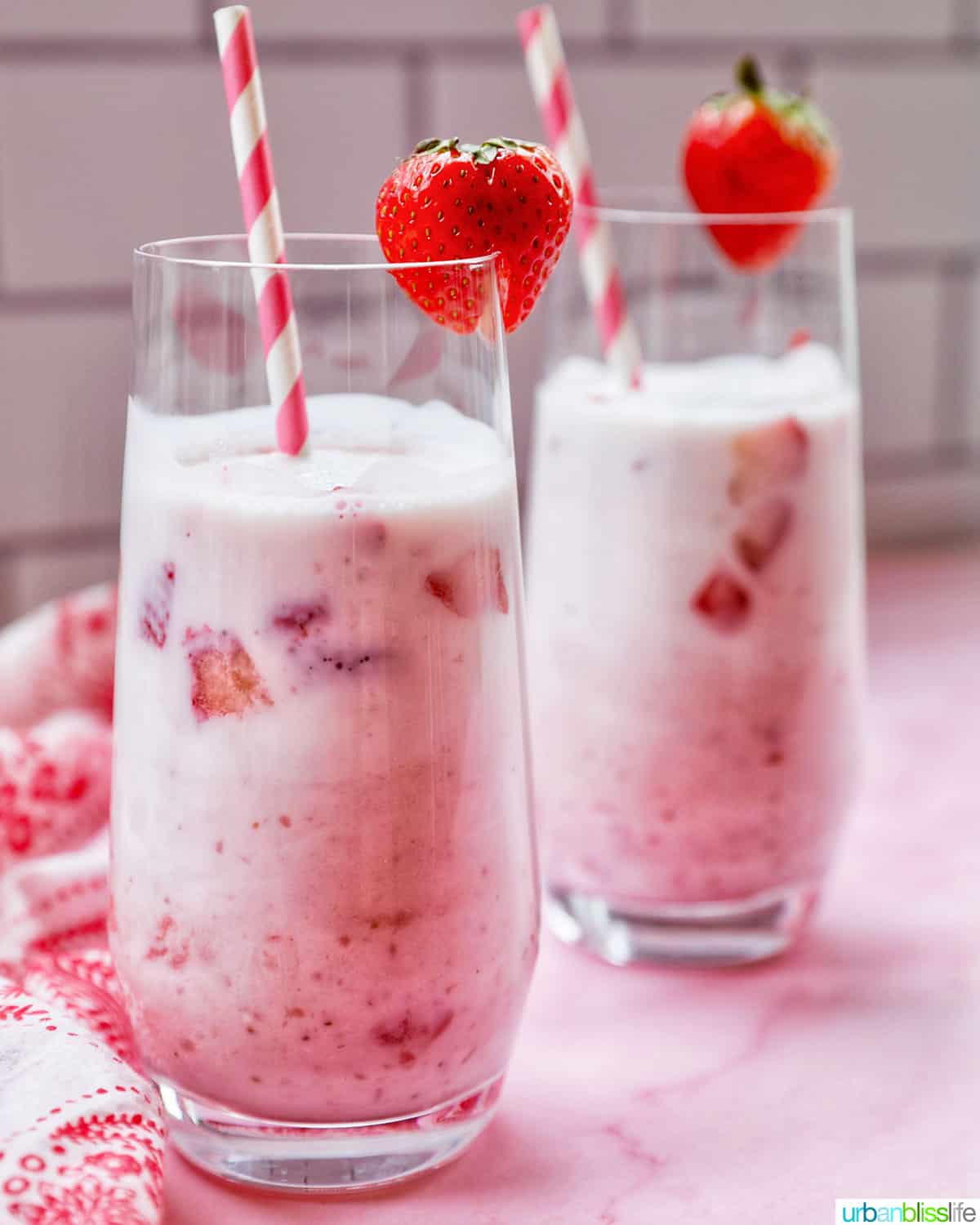 two glasses of Korean Strawberry Milk