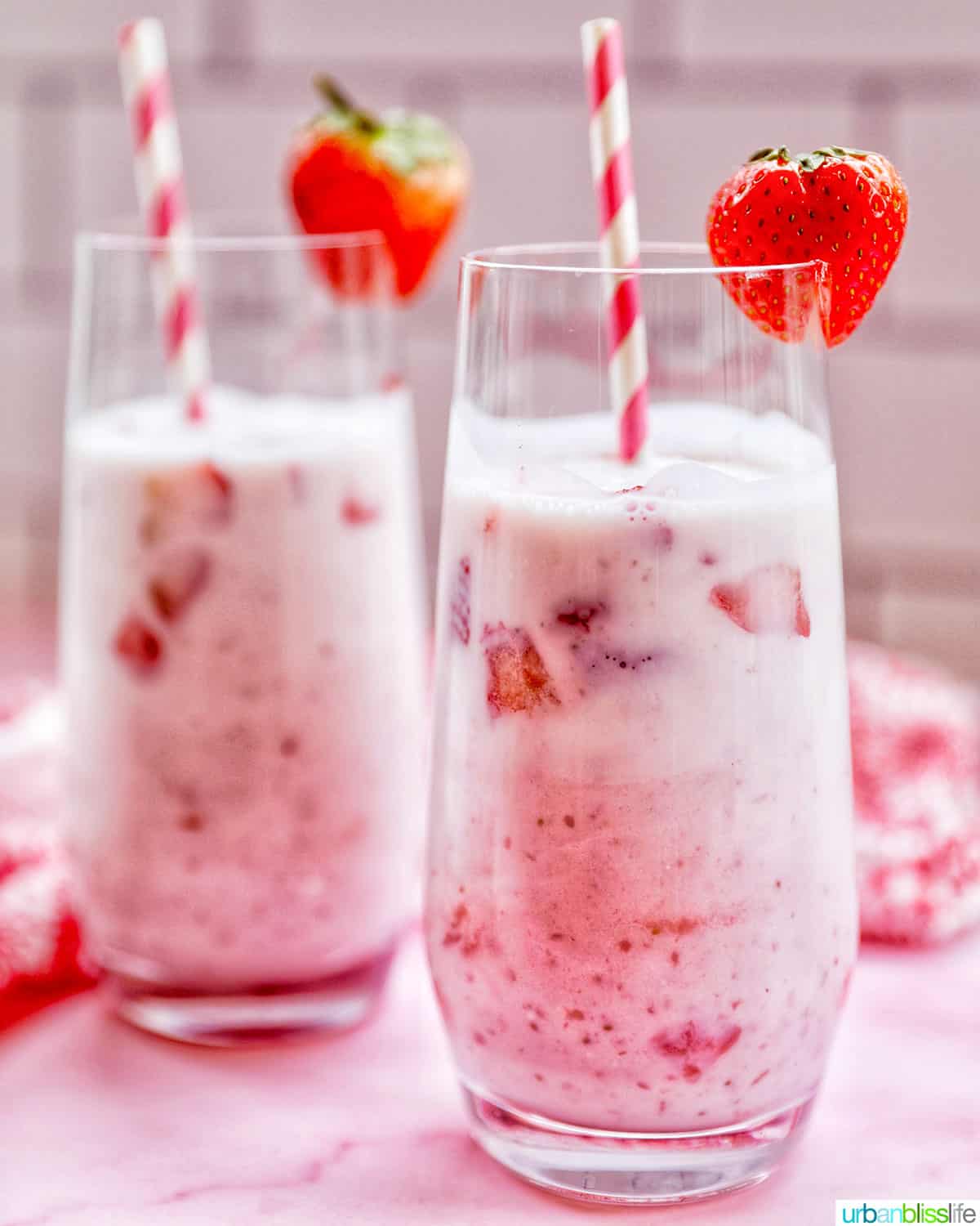 Korean Strawberry Milk in two glasses