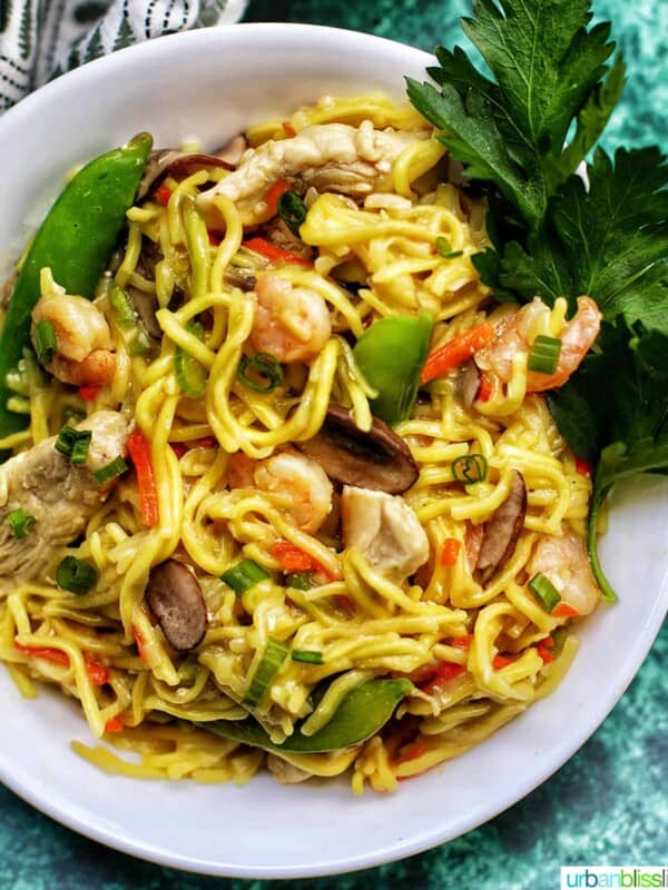 bowl of Filipino Pancit Canton Noodles