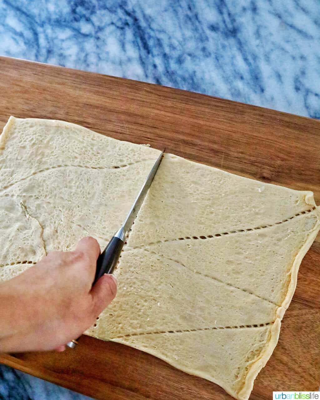 cutting crescent dough