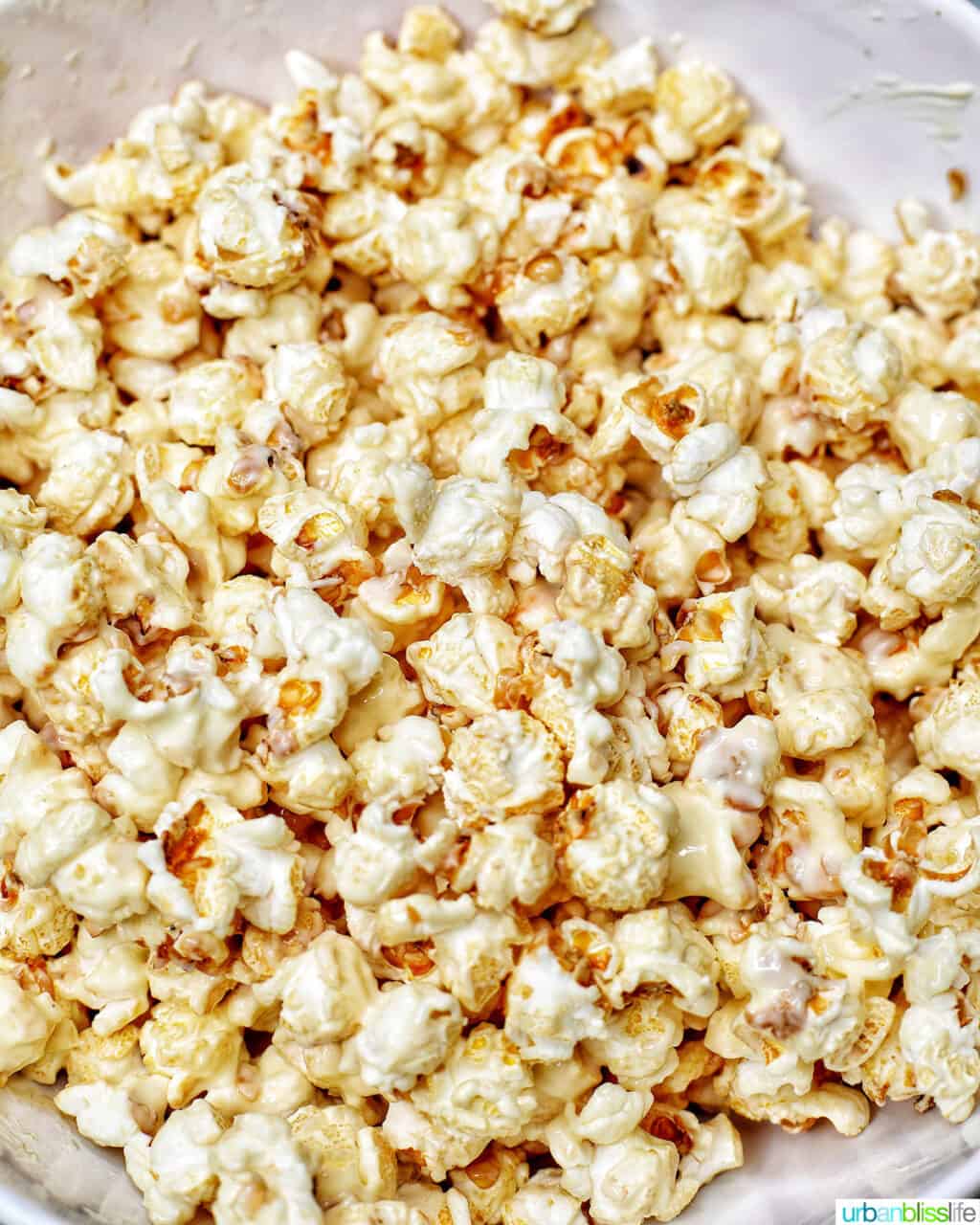 popcorn covered in white chocolate