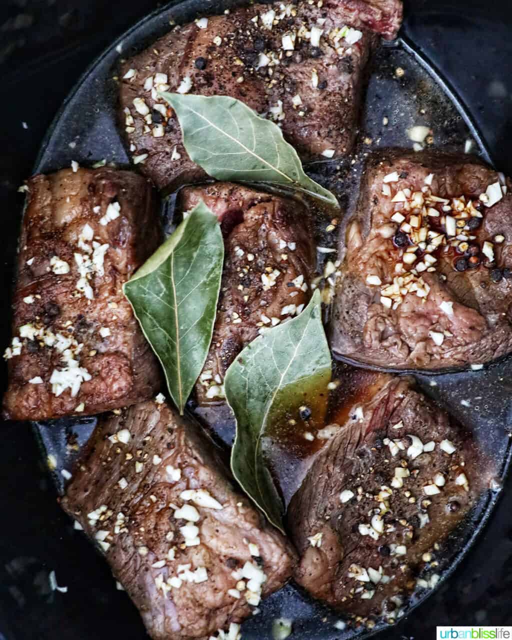 cooked filipino adobo beef short ribs in the slow cooker