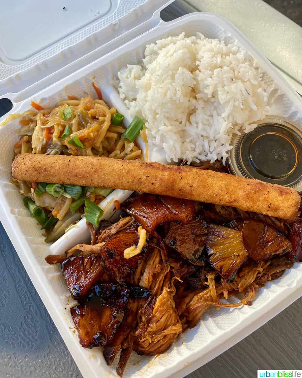 Filipino plate at Hunny Beez Food Truck in Newberg Oregon