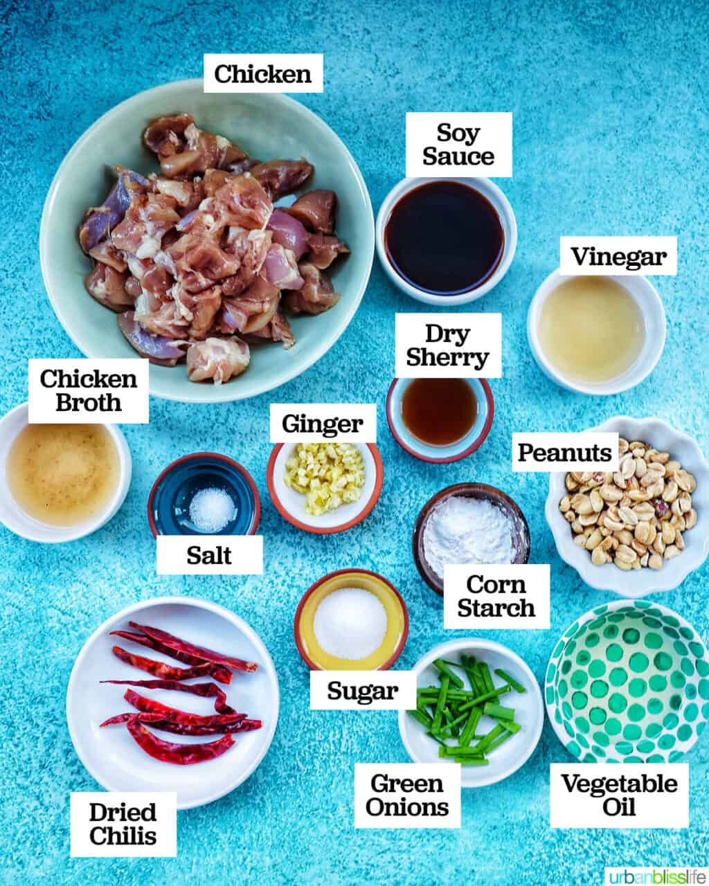 ingredients to make Kung Pao Chicken