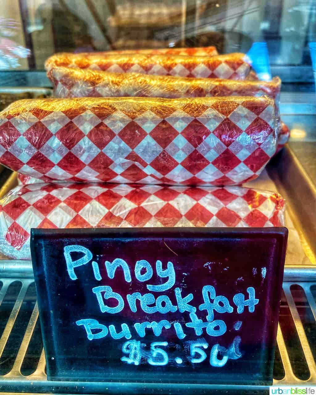 pinoy breakfast burrito at St. Barbra's Pinoy Bakery