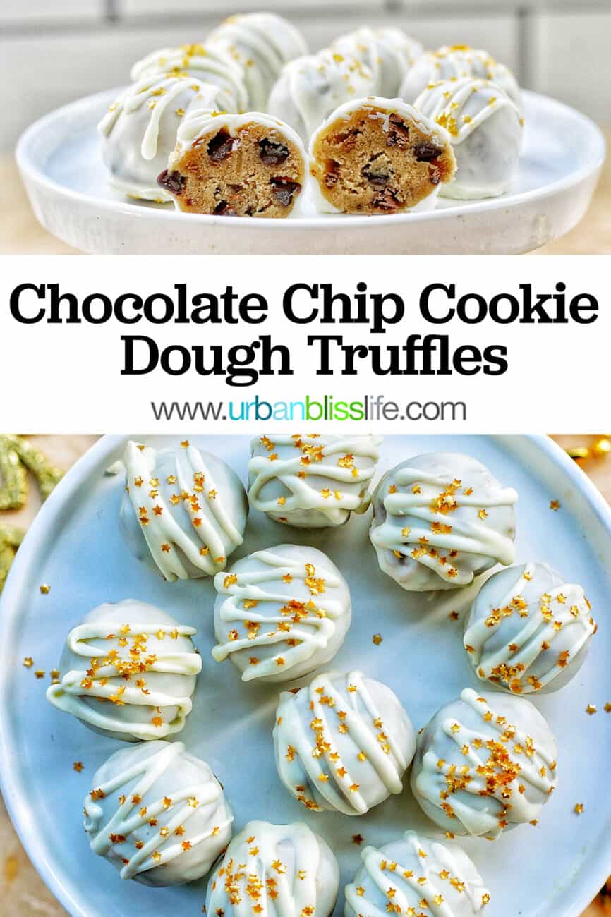 chocolate chip cookie dough truffles with text title