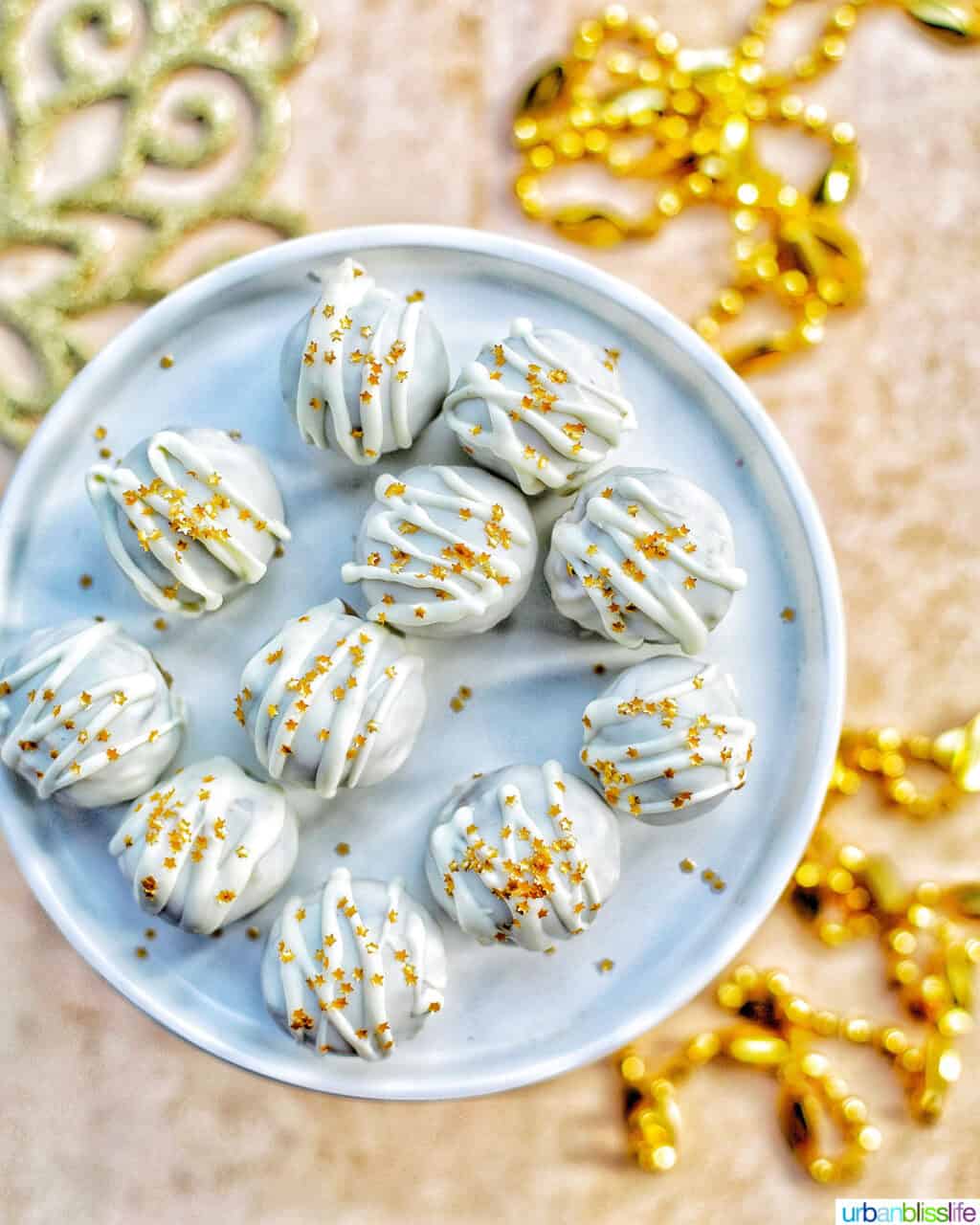 chocolate chip cookie dough truffles with edible gold stars