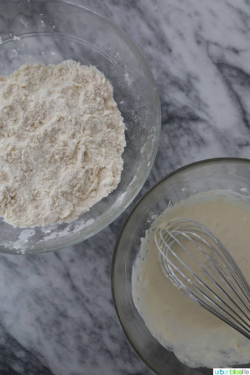 dry and wet ingredient to make scones