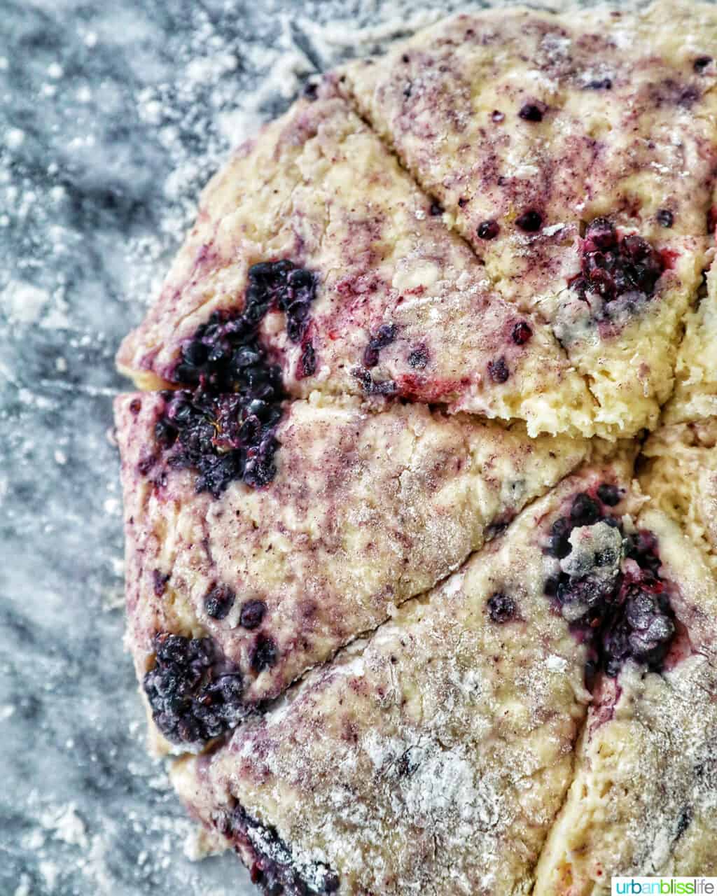blackberry scone dough sliced