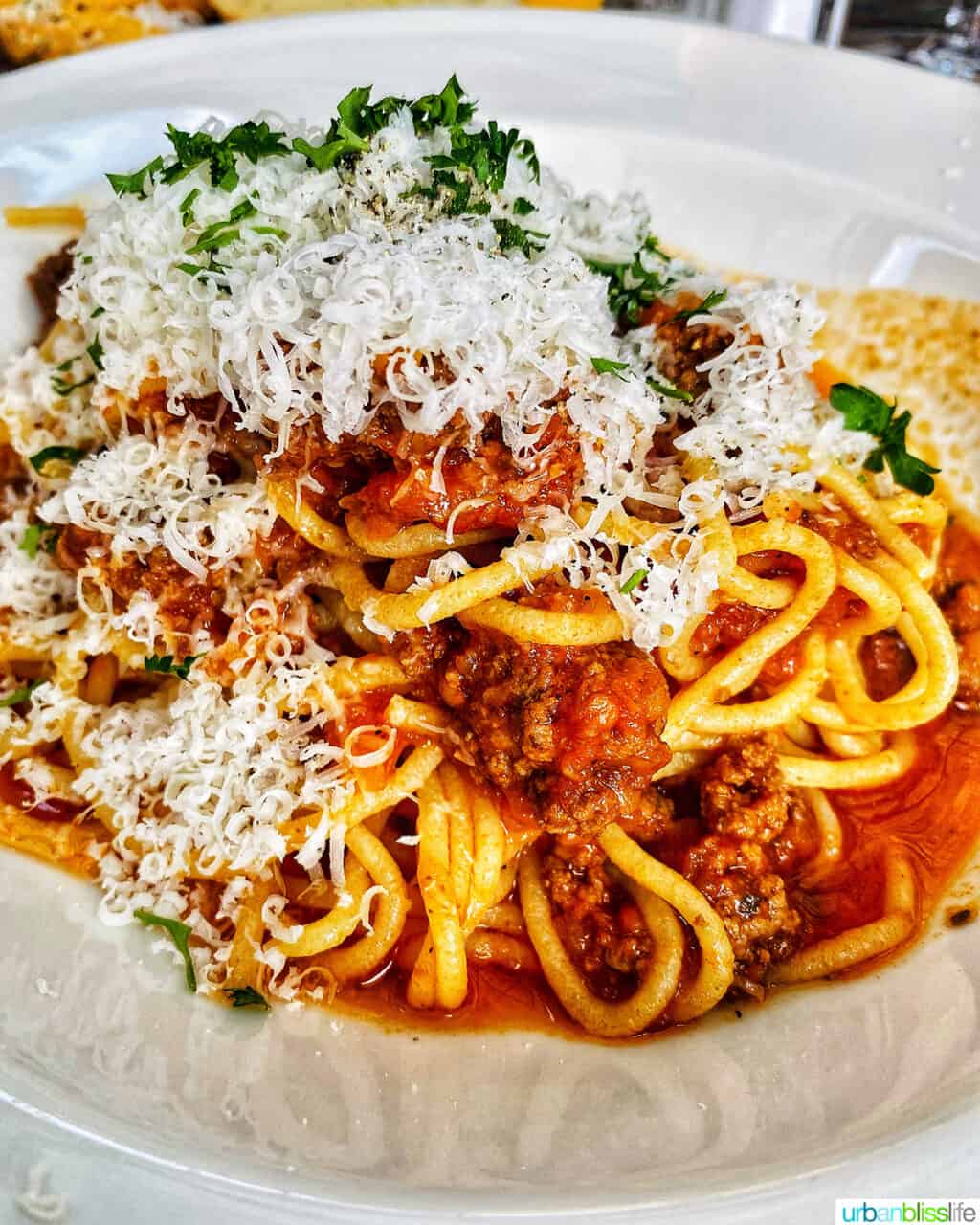 spaghetti sugo di carne at Allora restaurant